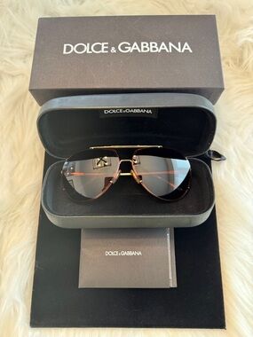 Dolce & Gabbana DG2075 Gold & Tortoise Oversized Aviator Sunglasses